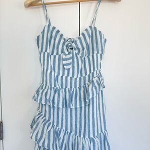 Olivaceous Blue and White Striped Dress